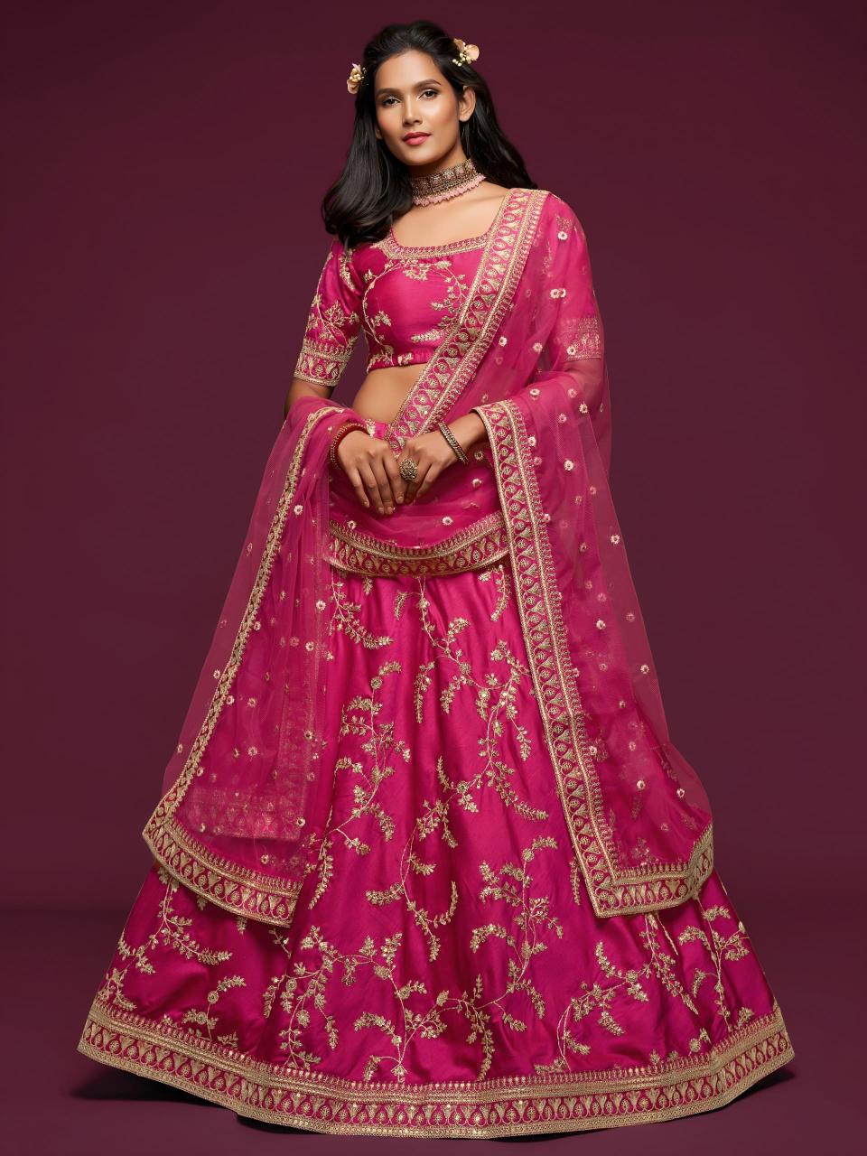 The modern vibes vol 1 Art Silk Bright Pink Kolkata wholesale ethnic wear market